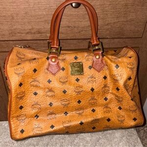 MCM Cognac Visetos Satchel Bag